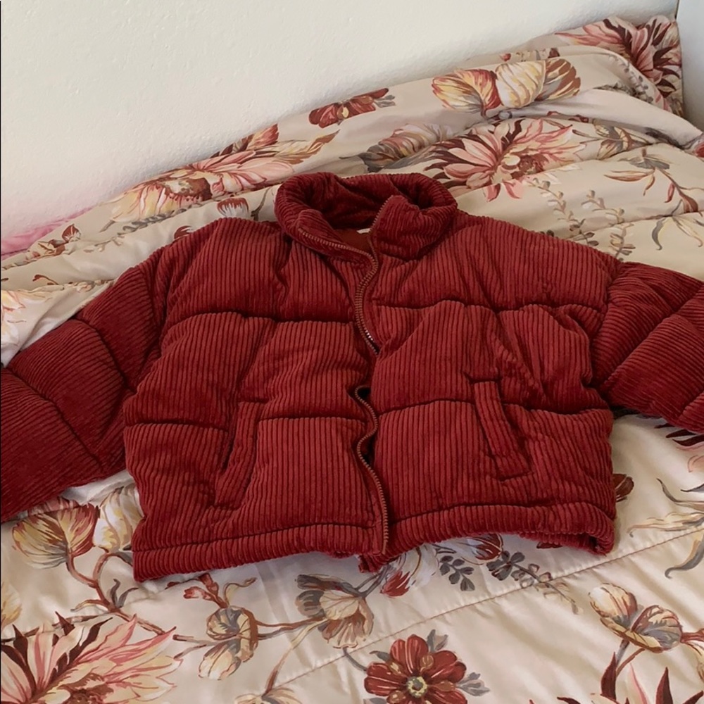 corduroy cropped puffer jacket